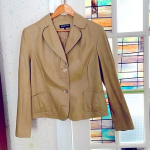Faux leather blazer jacket.